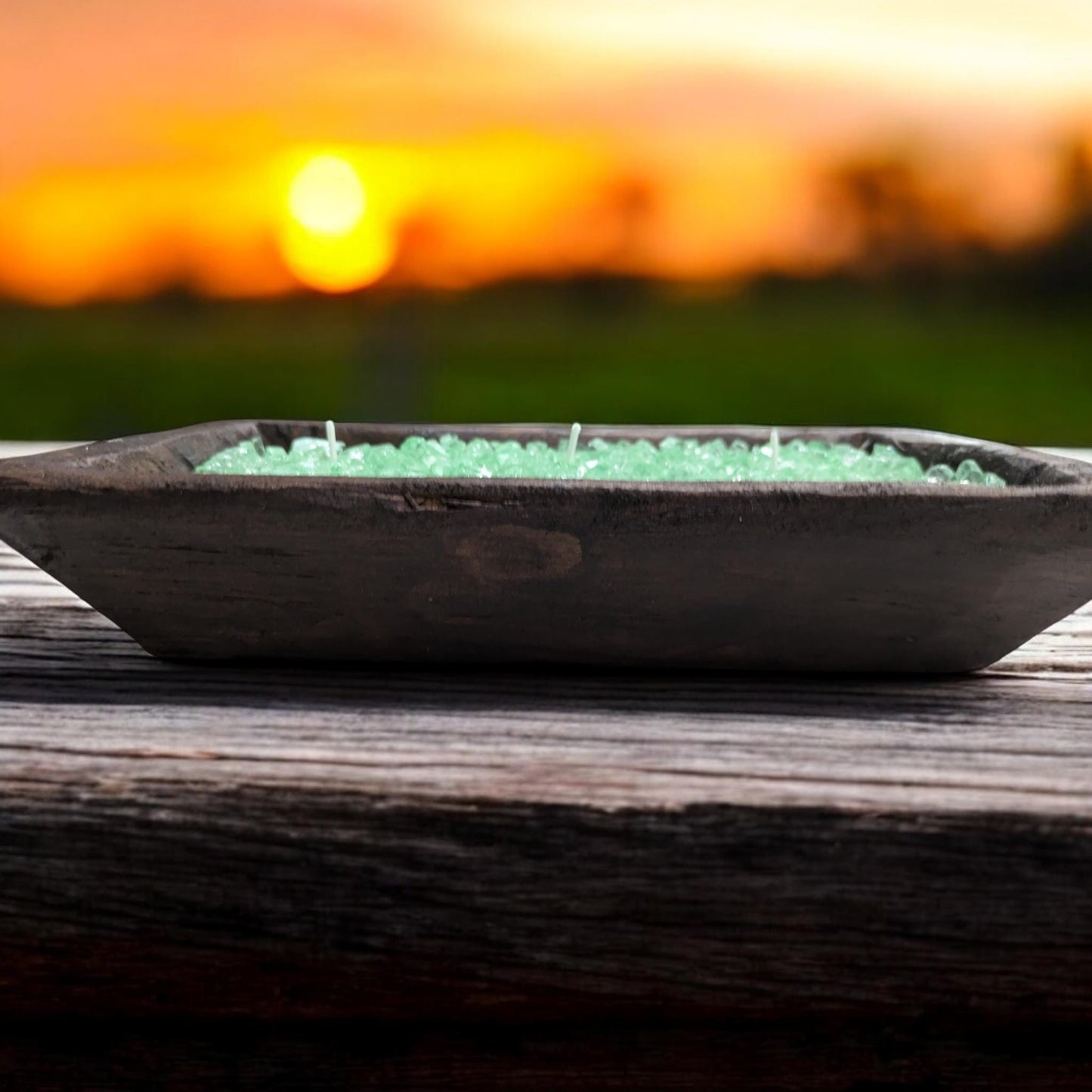 Aura FIREGLASS BOHO Dough Bowl Candle –Natural Soy Wax | Medium Rustic Bowl | Reusable Table Decor | Handmade Gift for Her | Boho Accent