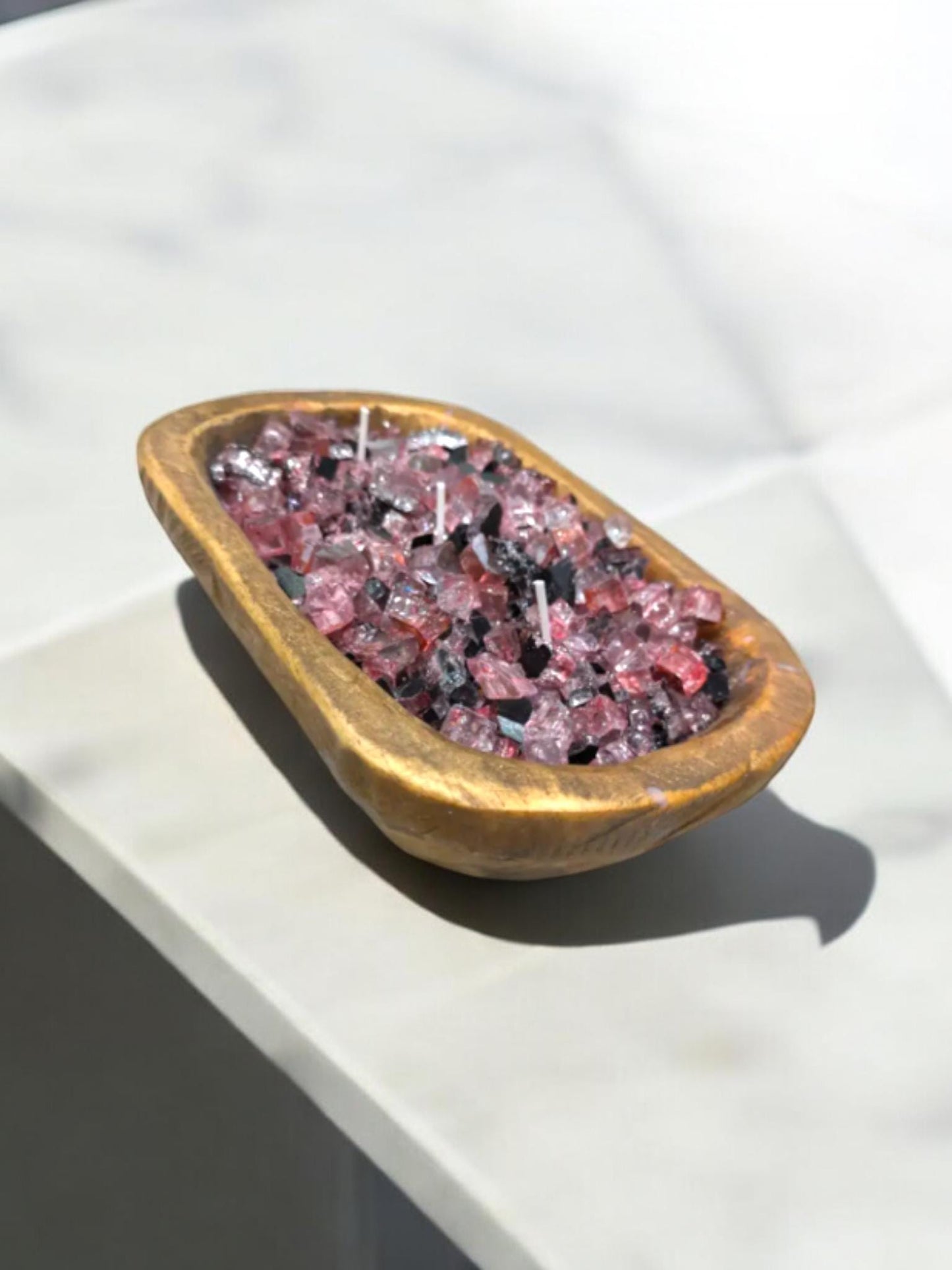 Aura FIREGLASS BOHO Dough Bowl Candle –Natural Soy Wax | Medium Rustic Bowl | Reusable Table Decor | Handmade Gift for Her | Boho Accent