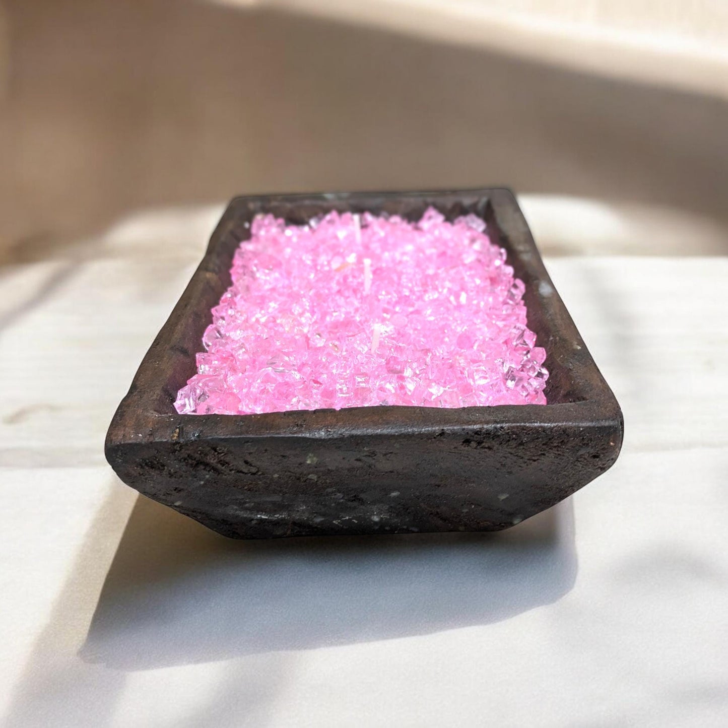 Aura FIREGLASS BOHO Dough Bowl Candle – Natural Soy Wax | Medium Rustic Bowl | Reusable Table Decor | Handmade Gift for Her | Boho Accent