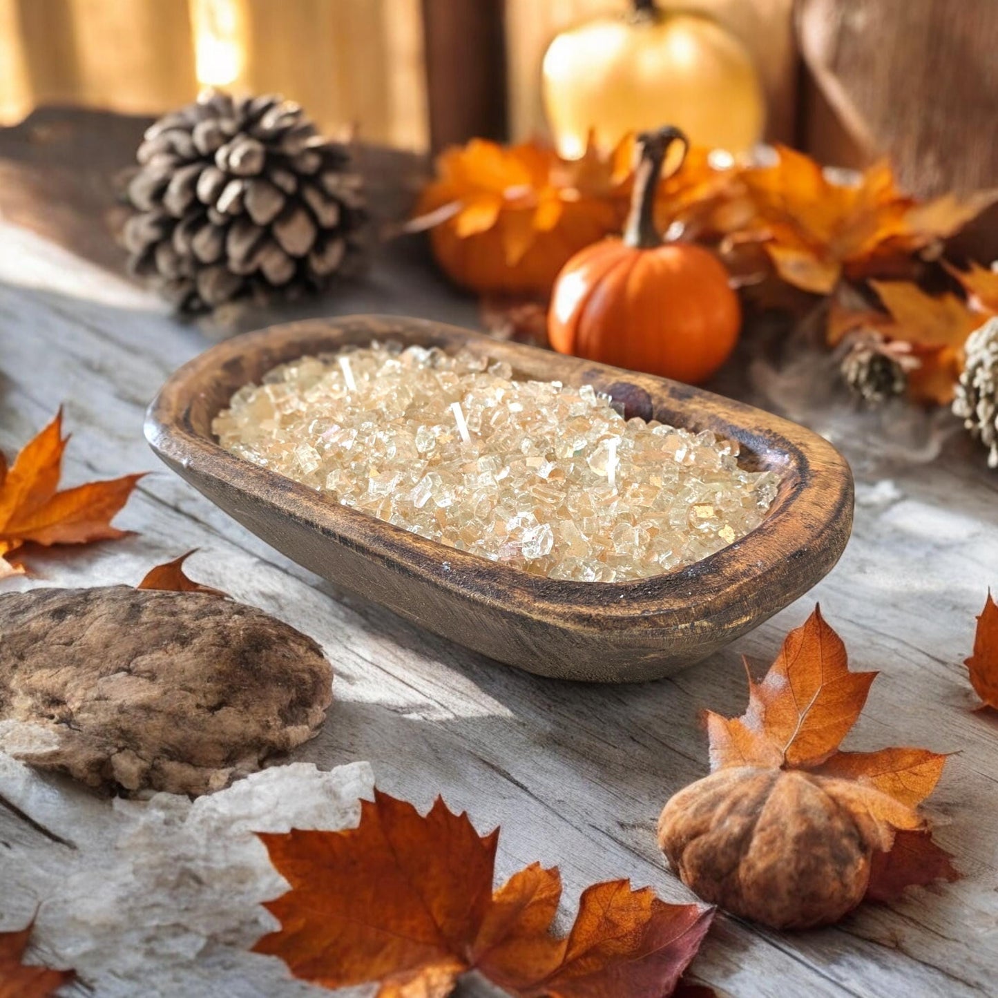 Aura FIREGLASS Medium Dough Bowl Candle – 24 oz Natural Soy Wax | Reusable Rustic Bowl | Handmade Table Decor | Earthy Gift for Home