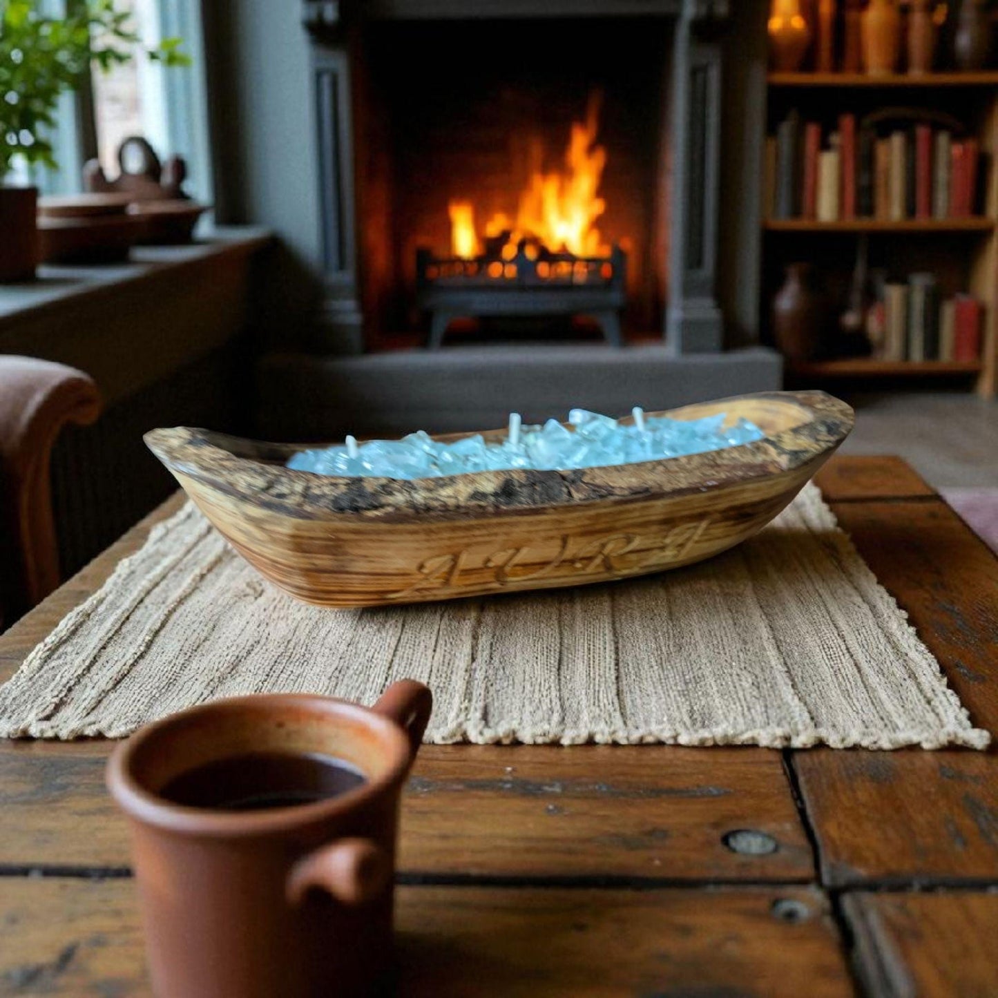 Aura FIREGLASS Small Dough Bowl Candle Natural Soy Wax table decor