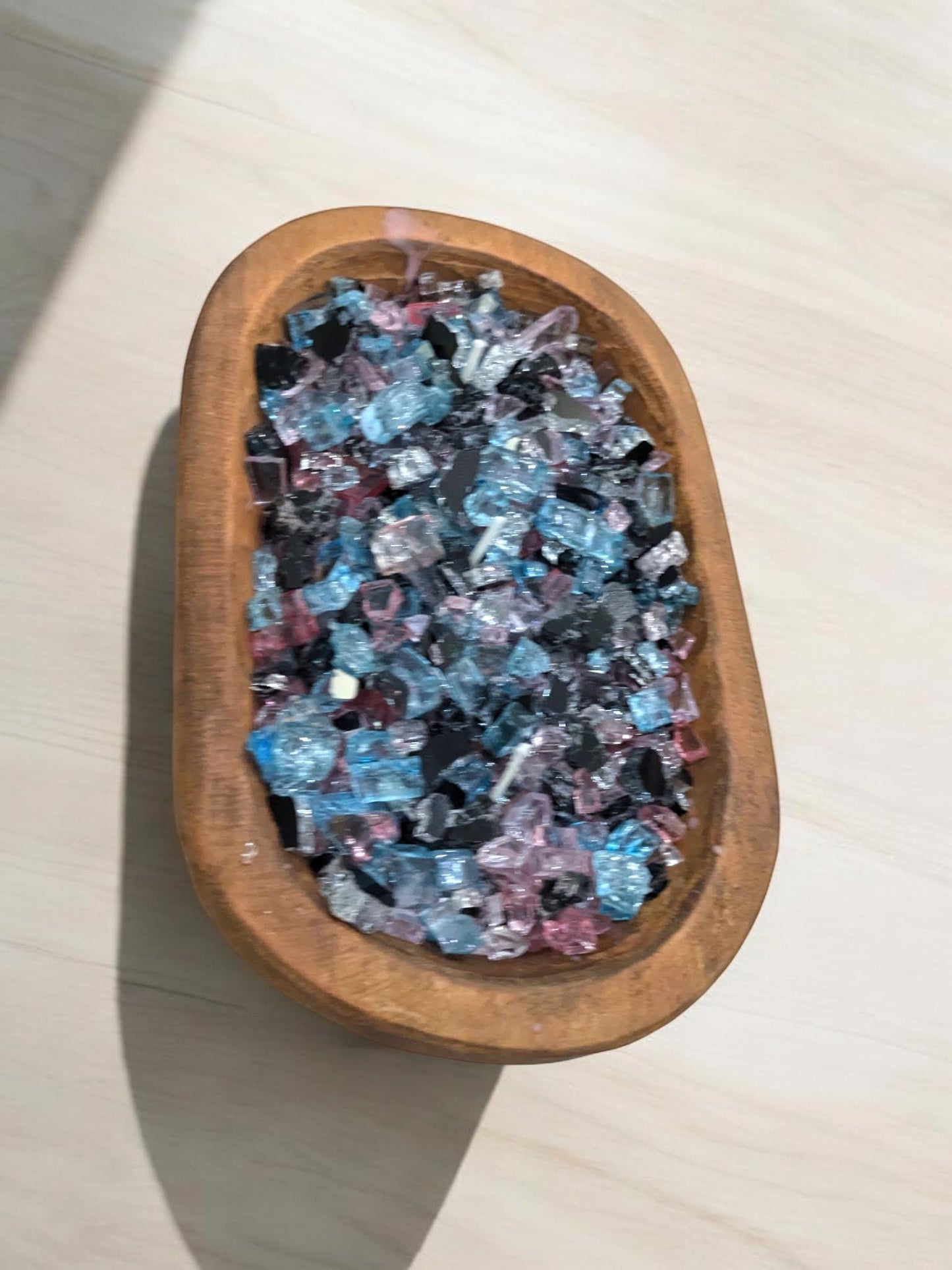 Aura FIREGLASS BOHO Dough Bowl Candle –Natural Soy Wax | Medium Rustic Bowl | Reusable Table Decor | Handmade Gift for Her | Boho Accent