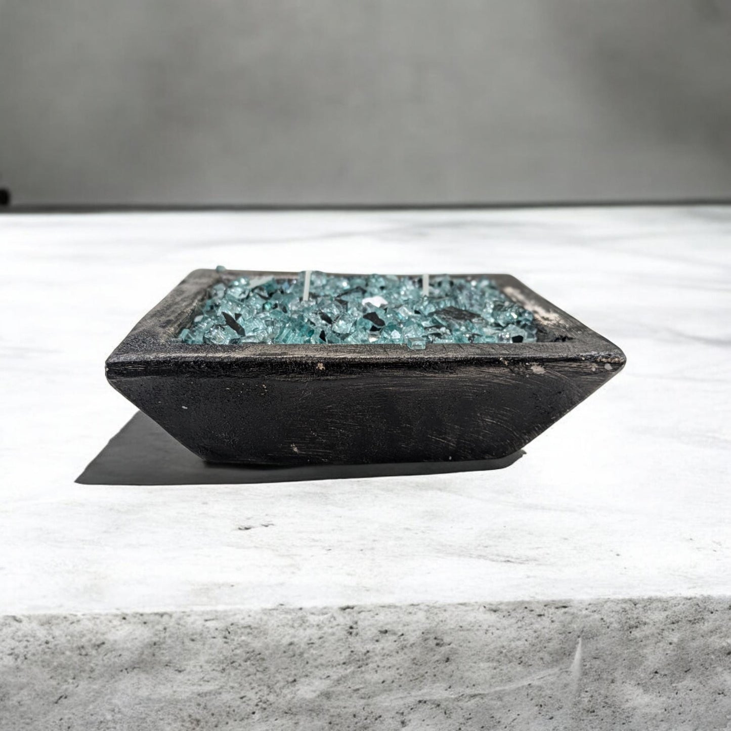 Aura's Square FIREGLASS Hand Crafted Dough Bowl bowl Table Decor candle