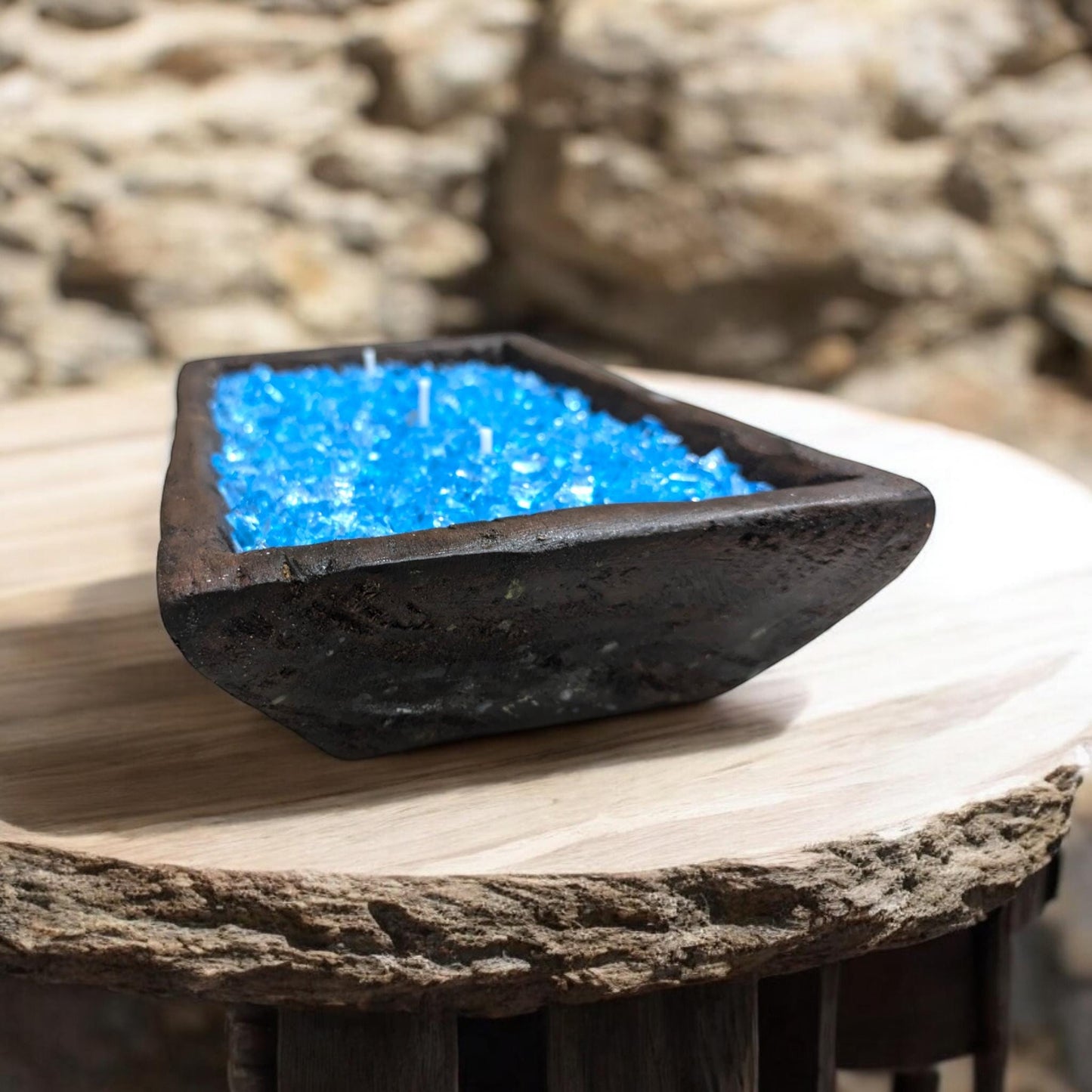 Aura FIREGLASS BOHO Medium Dough Bowl Candle – 20 oz Natural Soy Wax | Reusable Table Decor | Earthy Boho Home Accent | Gift-Ready Candle