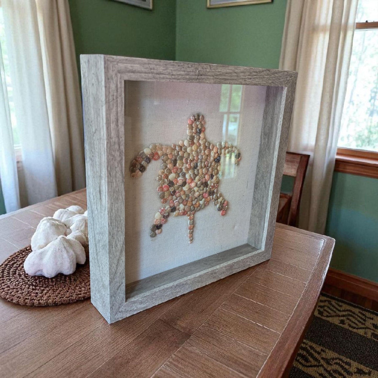 Handcrafted Shell Art – Framed Shadowbox with Natural Textures | Earthy Home Decor | Coastal Wall Art | Unique Handmade Beach Accent