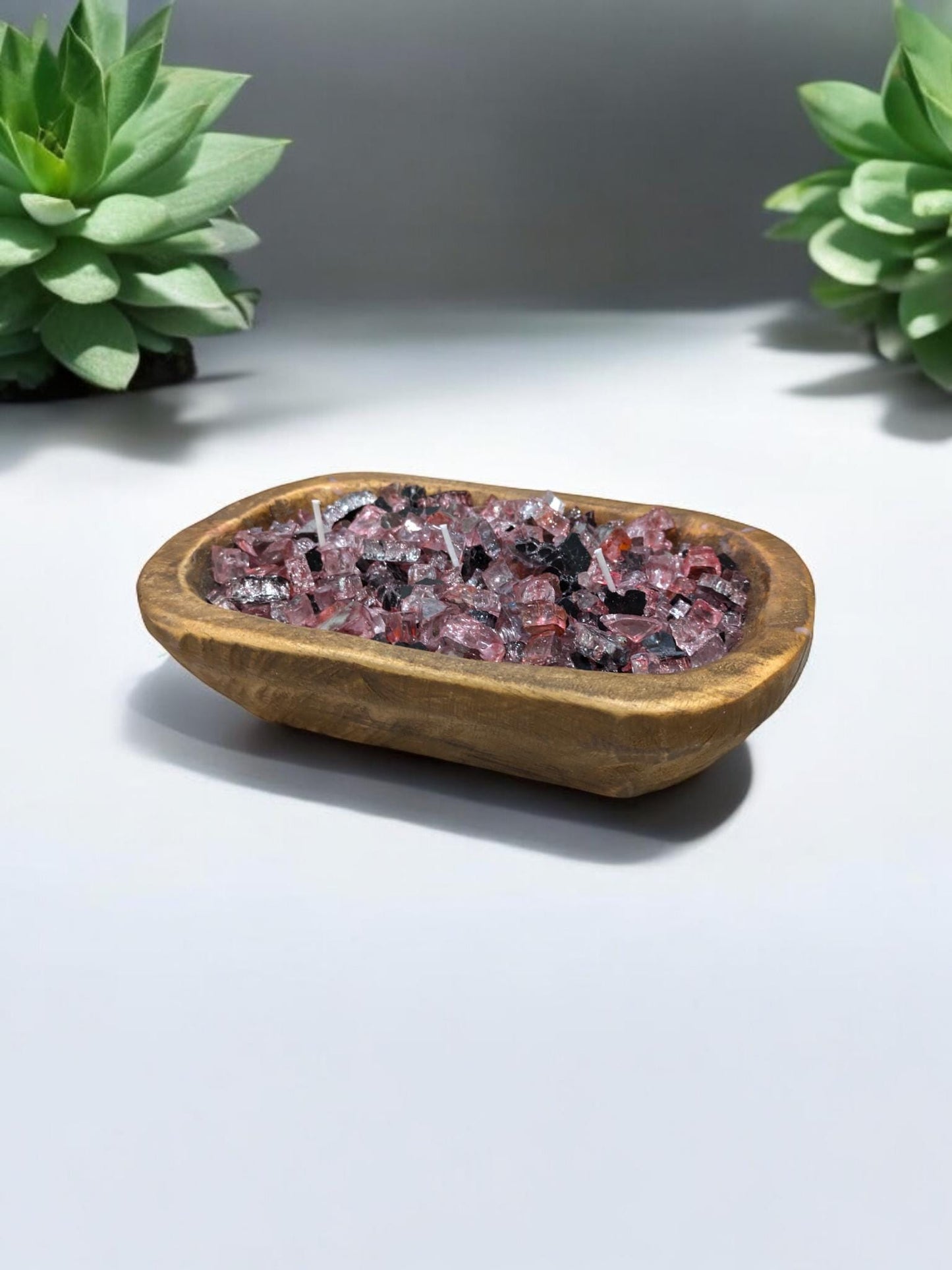 Aura FIREGLASS BOHO Dough Bowl Candle –Natural Soy Wax | Medium Rustic Bowl | Reusable Table Decor | Handmade Gift for Her | Boho Accent