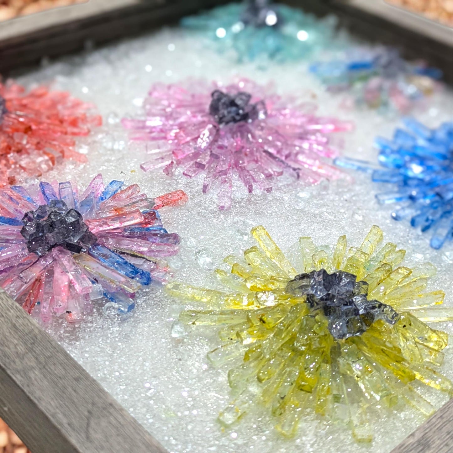 Cute flowers, broken glass, shadowbox art, flower broken mirror art, wall art, home decor, perfect gift, daisy, sun catcher