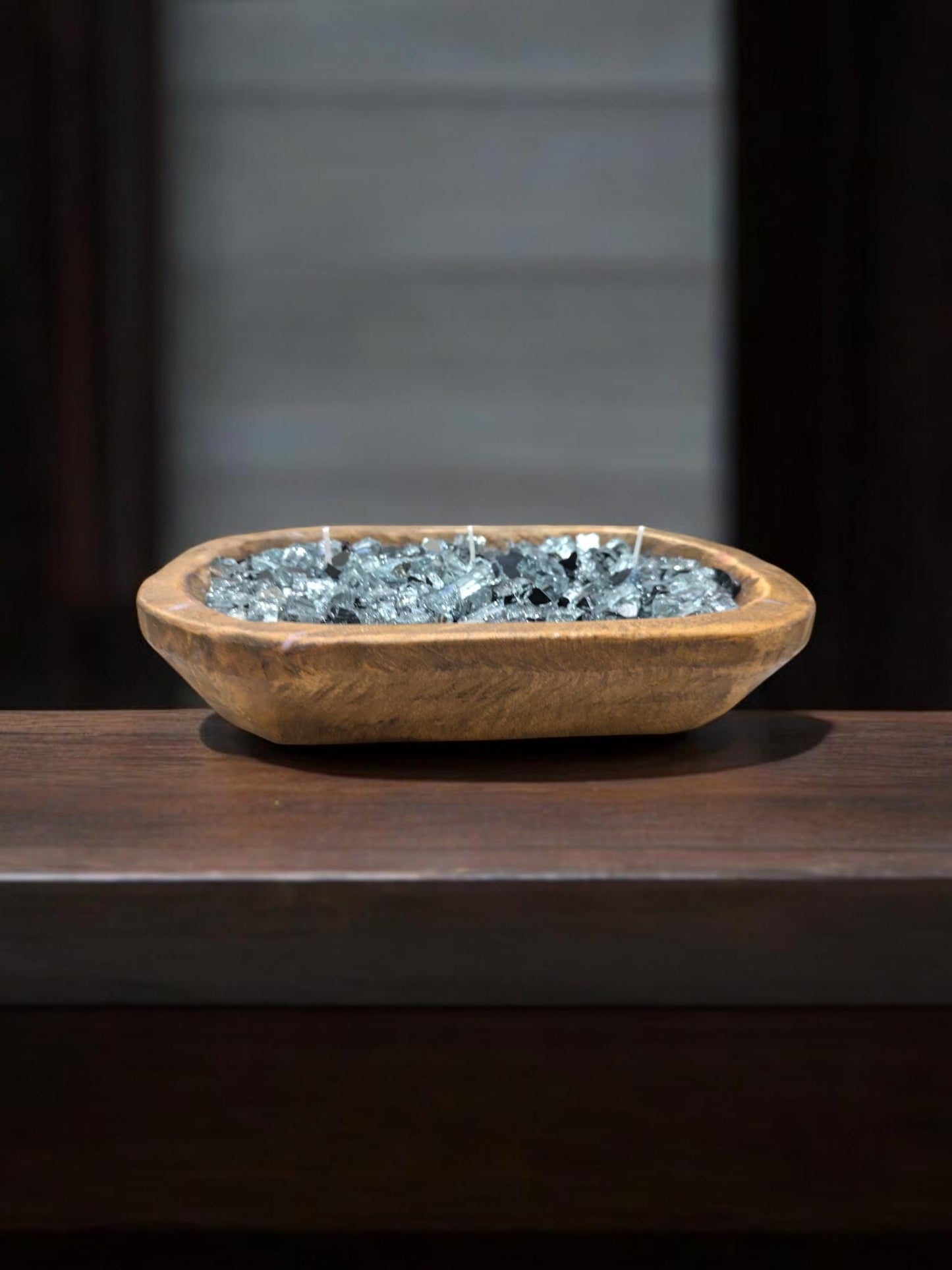Aura FIREGLASS BOHO Dough Bowl Candle –Natural Soy Wax | Medium Rustic Bowl | Reusable Table Decor | Handmade Gift for Her | Boho Accent