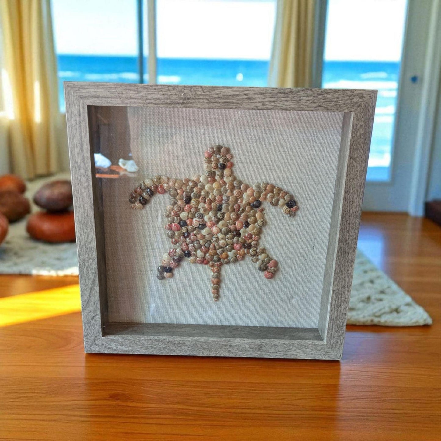 Handcrafted Shell Art – Framed Shadowbox with Natural Textures | Earthy Home Decor | Coastal Wall Art | Unique Handmade Beach Accent