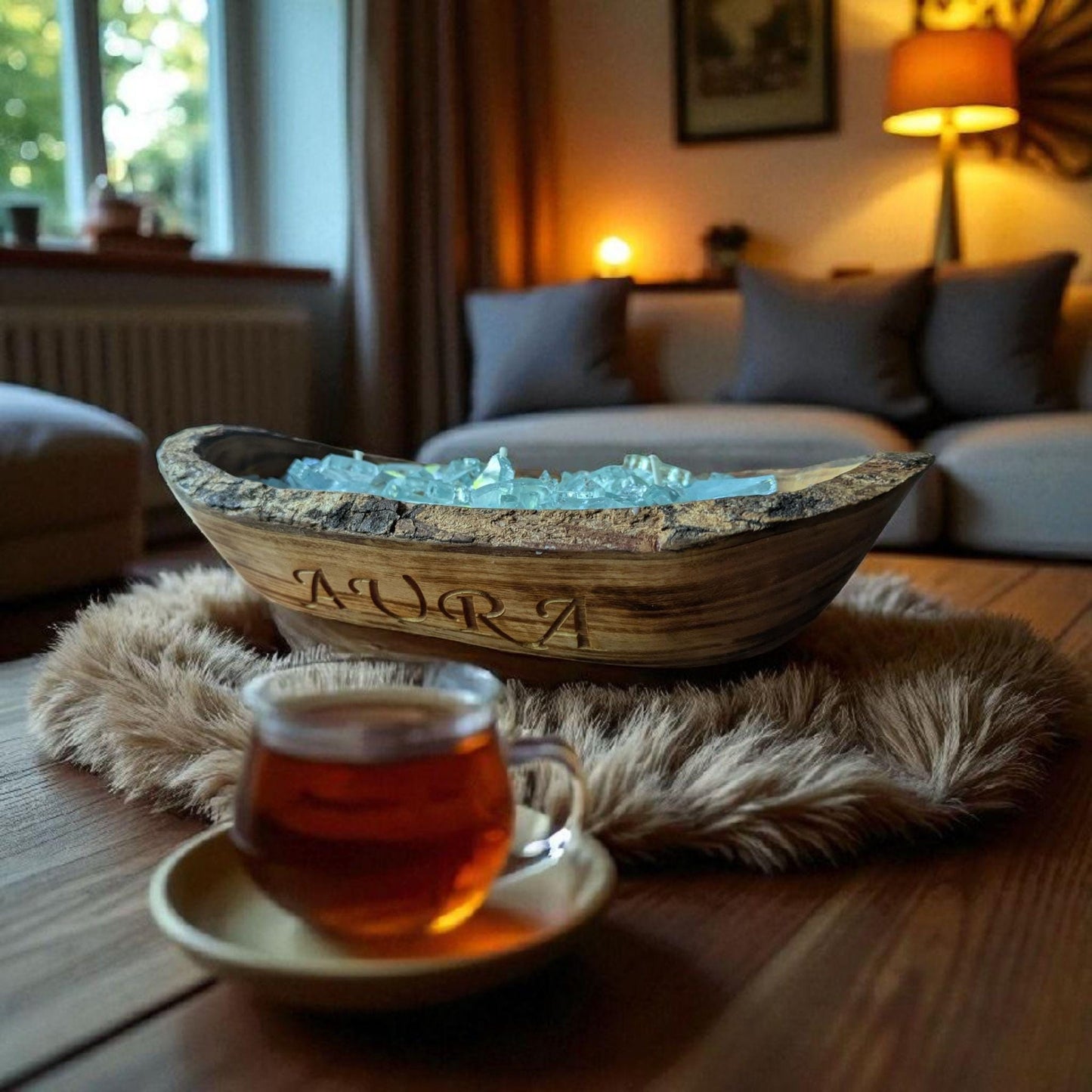 Aura FIREGLASS Small Dough Bowl Candle Natural Soy Wax table decor