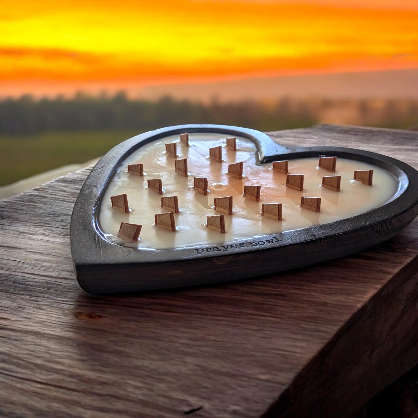 Prayer Candle wooden Wic natural soy Unique Religious table decor Reusable Perfect Gift