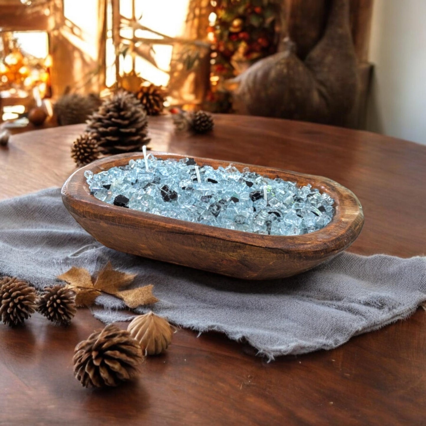 24 Oz FIREGLASS Medium Dough Bowl Candle Table Decor