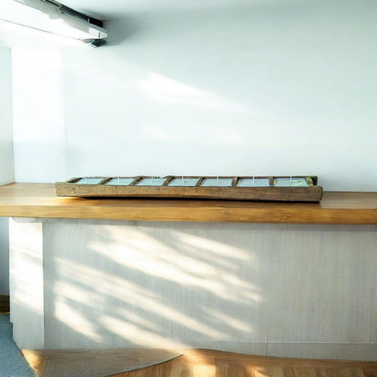 Aura Large Multi-Well Classic Handcrafted Dough Bowl | Rustic Wooden Table Decor | Candle Holder or Gift