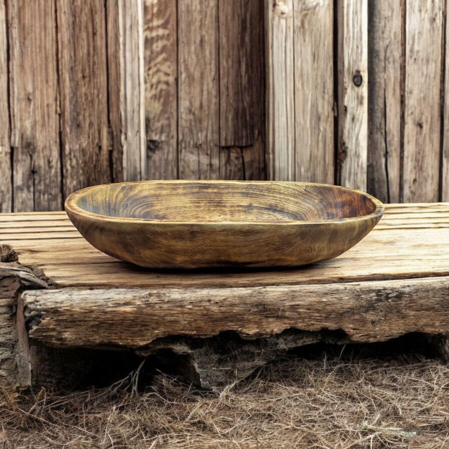 Aura Large Basin Handcrafted Dough Bowl | Rustic Table Decor | Centerpiece for Holidays & Special Occasions