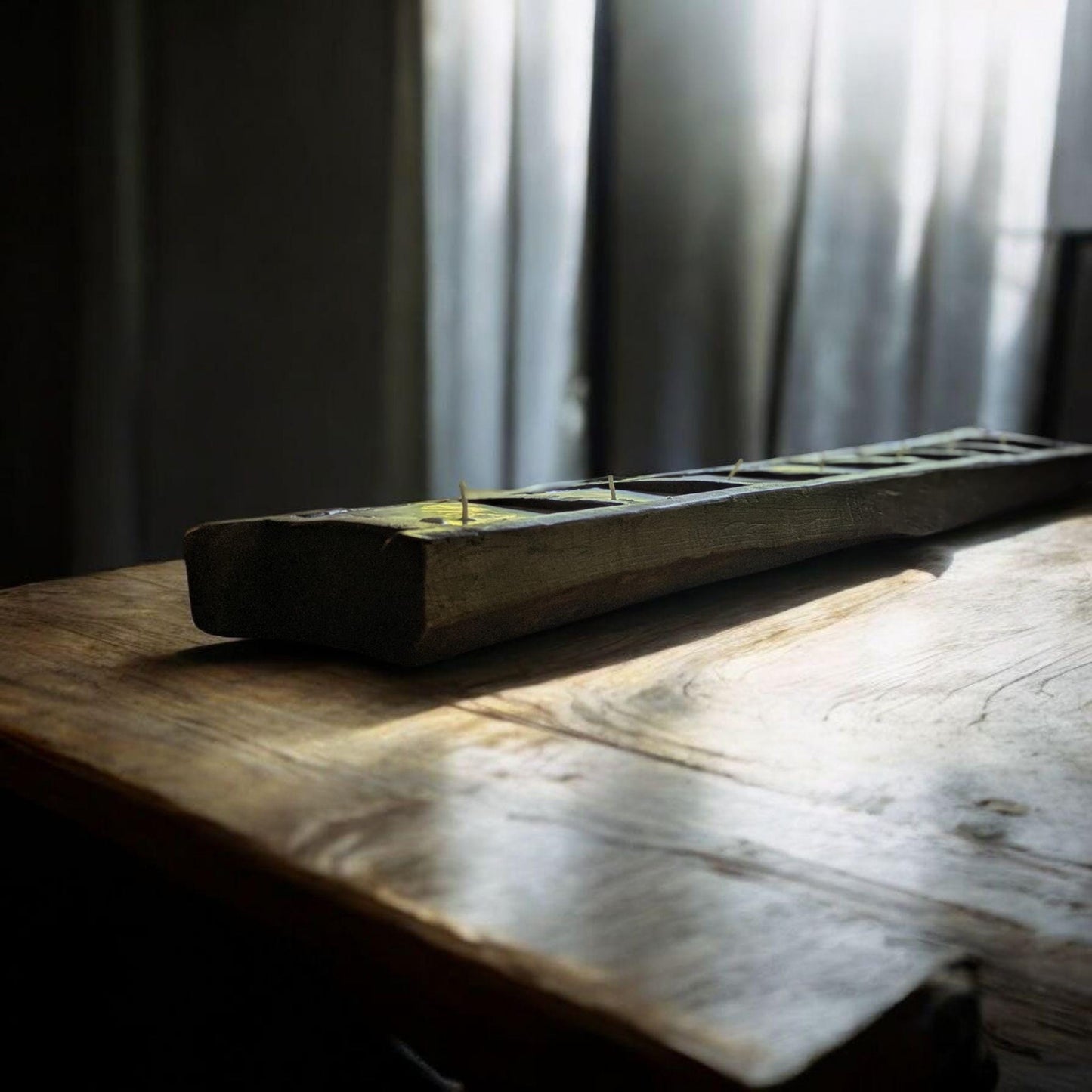 Aura Large Multi-Well Classic Handcrafted Dough Bowl | Rustic Wooden Table Decor | Candle Holder or Gift