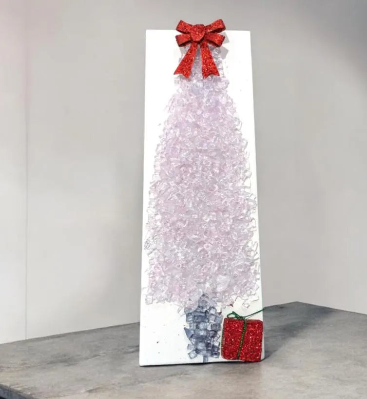 Aura Crushed Glass Christmas Tree Art – Handcrafted Canvas | Holiday Wall Decor | Unique Christmas Decoration | Variety of Colors Available