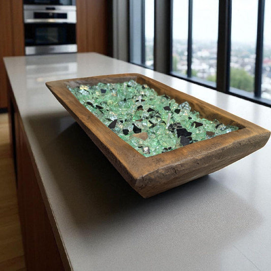 Aura 20 oz FIREGLASS BOHO Dough Bowl Candle | Medium Natural Soy Wax | Table Decor | Reusable | Perfect Gift