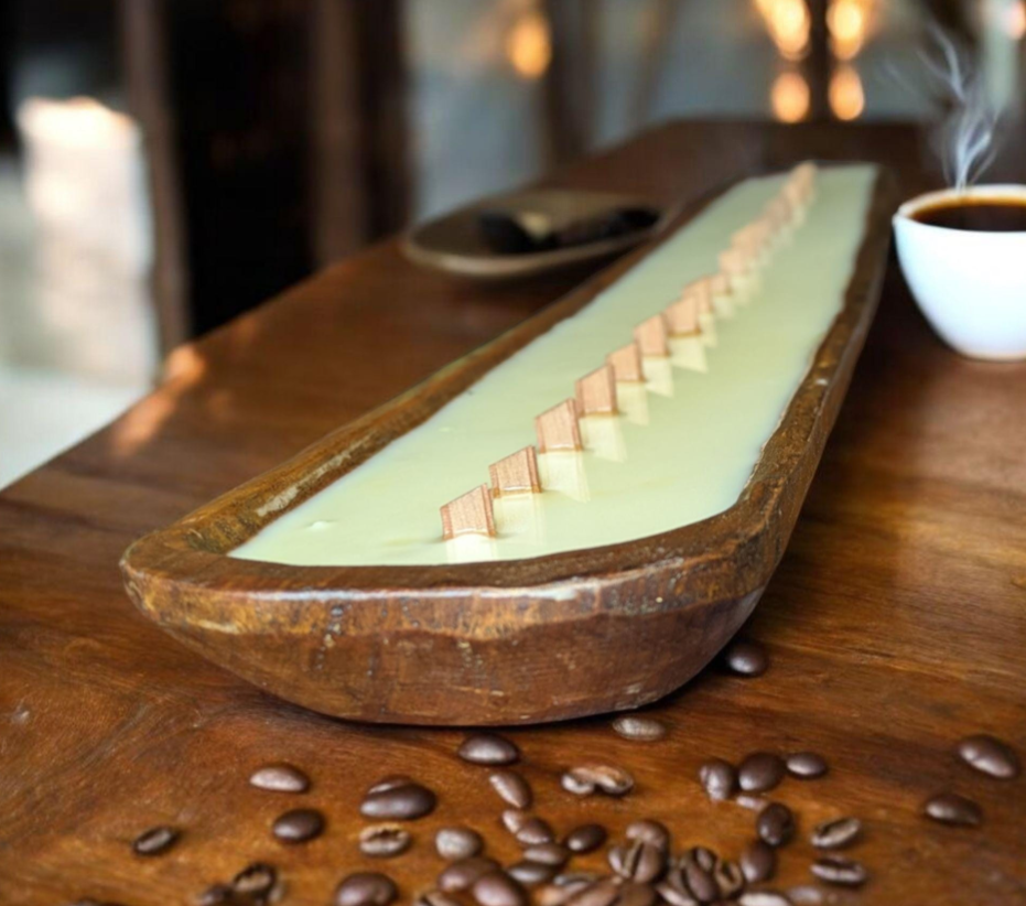 Aura XXL Dough Bowl Candle – Natural Soy Wax | Reusable Mahogany Bowl | Statement Table Decor | Handcrafted Gift or Centerpiece
