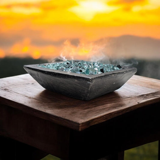 Aura's Square FIREGLASS Hand Crafted Dough Bowl bowl Table Decor candle