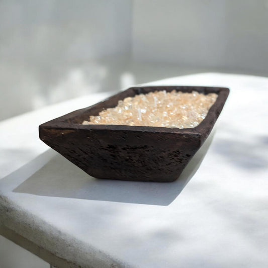 Aura FIREGLASS BOHO Dough Bowl Candle –Natural Soy Wax | Medium Rustic Bowl | Reusable Table Decor | Handmade Gift for Her | Boho Accent