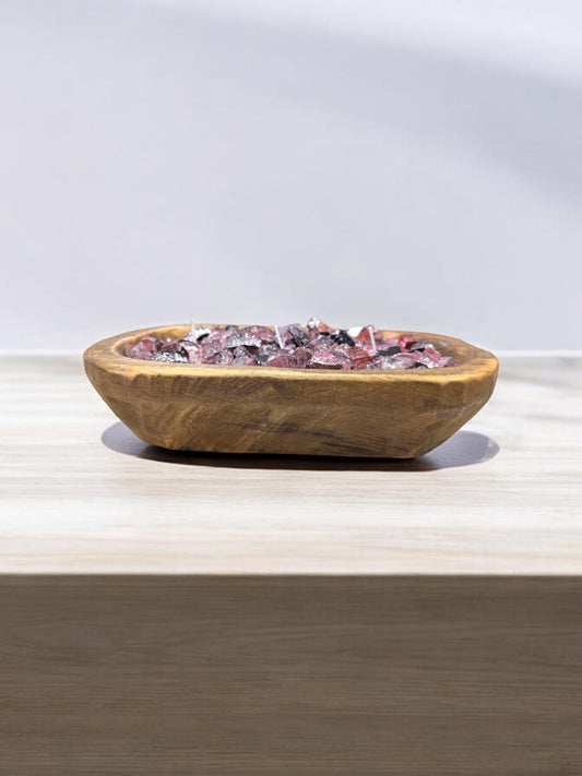 Aura FIREGLASS BOHO Dough Bowl Candle –Natural Soy Wax | Medium Rustic Bowl | Reusable Table Decor | Handmade Gift for Her | Boho Accent