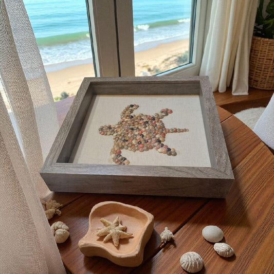Handcrafted Shell Art – Framed Shadowbox with Natural Textures | Earthy Home Decor | Coastal Wall Art | Unique Handmade Beach Accent