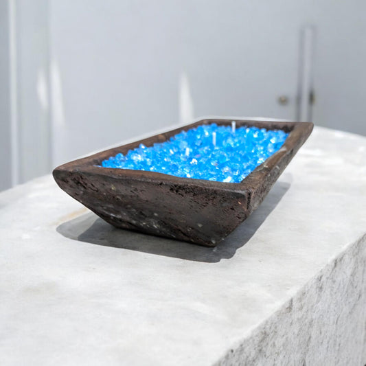 Aura FIREGLASS BOHO Medium Dough Bowl Candle – 20 oz Natural Soy Wax | Reusable Table Decor | Earthy Boho Home Accent | Gift-Ready Candle