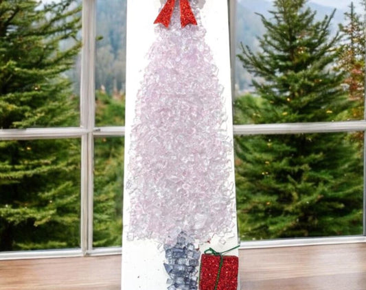 Aura Crushed Glass Christmas Tree Art – Handcrafted Canvas | Holiday Wall Decor | Unique Christmas Decoration | Variety of Colors Available
