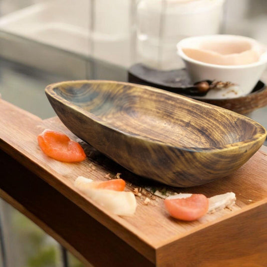 Aura Large Basin Handcrafted Dough Bowl | Rustic Table Decor | Centerpiece for Holidays & Special Occasions