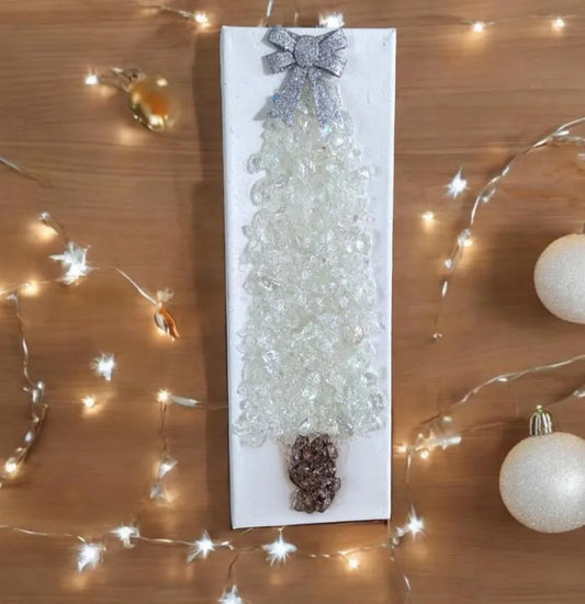 Aura Crushed Glass Christmas Tree Art – Handcrafted Canvas | Holiday Wall Decor | Unique Christmas Decoration | Variety of Colors Available