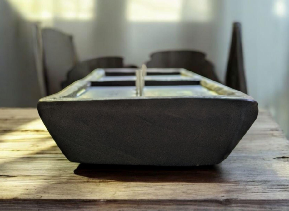 Aura Classic Double Dough Bowl Candle – Handcrafted Wood | Natural Soy Wax | Rustic Table Decor | Reusable Centerpiece or Gift
